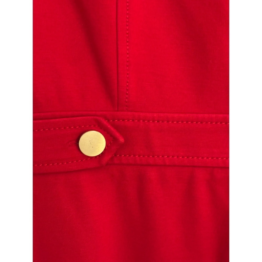 Talbots Red Ponte Sheath Dress Size 8P Classic Style, Gold Button waist accent - Picture 4 of 8